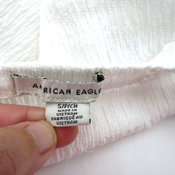 American Eagle Shirt Womens Size Small White One Shoulder Ribbed Crop Top New - Picture 5 of 8